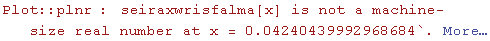 Plot :: plnr : seiraxwrisfalma[x] is not a machine-size real number at x = 0.0424044.  More…