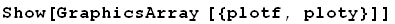 Show[GraphicsArray [{plotf, ploty}]]