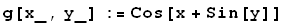 g[x_, y_] := Cos[x + Sin[y]]